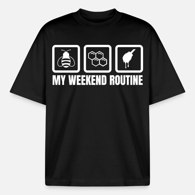 Meine Wochenendroutine - Boxy Heavyweight Unisex Organic T-Shirt von Stanley/Stella - Schwarz