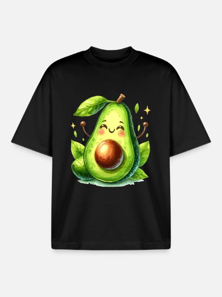 Avocado Funny Positive Optimism Gift - Boxy Heavyweight Unisex Organic T-Shirt by Stanley/Stella - black