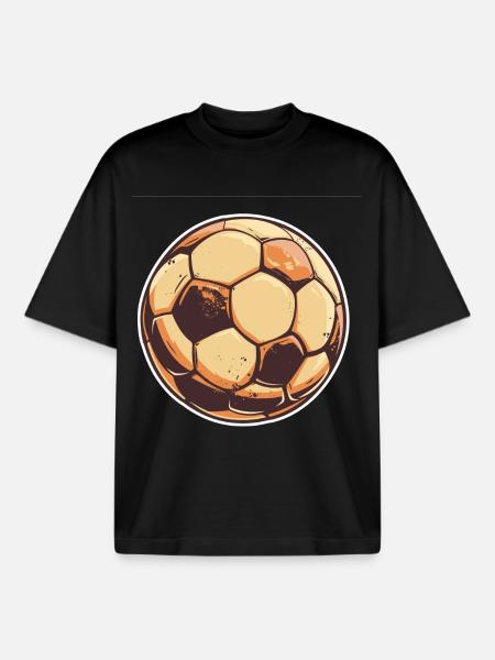 Retro Football Graphic - Boxy Heavyweight Unisex Organic T-Shirt by Stanley/Stella - black