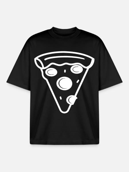 Pizza Slice Line Art - Boxy Heavyweight Unisex Organic T-Shirt by Stanley/Stella - black