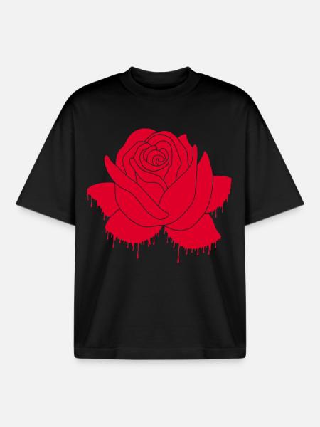 Graffiti d'une rose rouge - T-shirt unisexe boxy épais biologique Stanley/Stella - noir