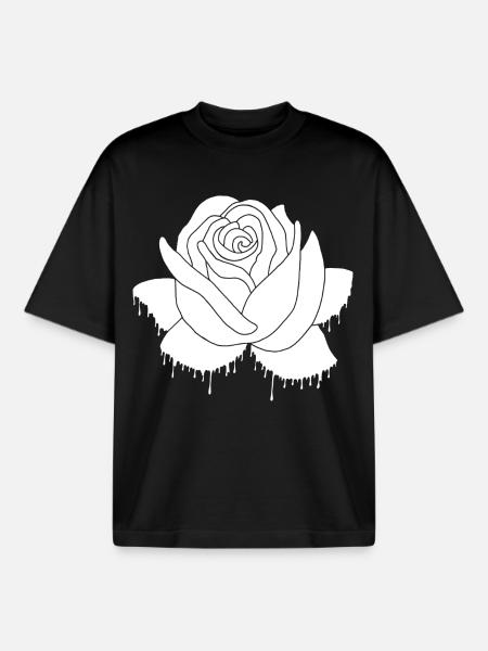 Graffiti d'une rose blanche - T-shirt unisexe boxy épais biologique Stanley/Stella - noir