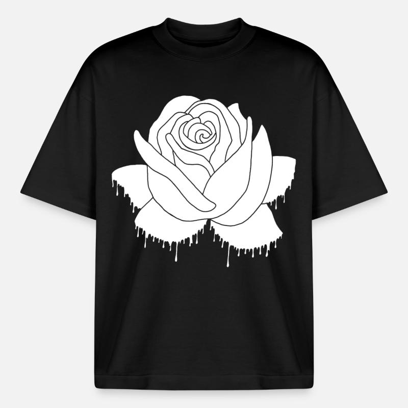 Graffiti d'une rose blanche - T-shirt unisexe boxy épais biologique Stanley/Stella - noir