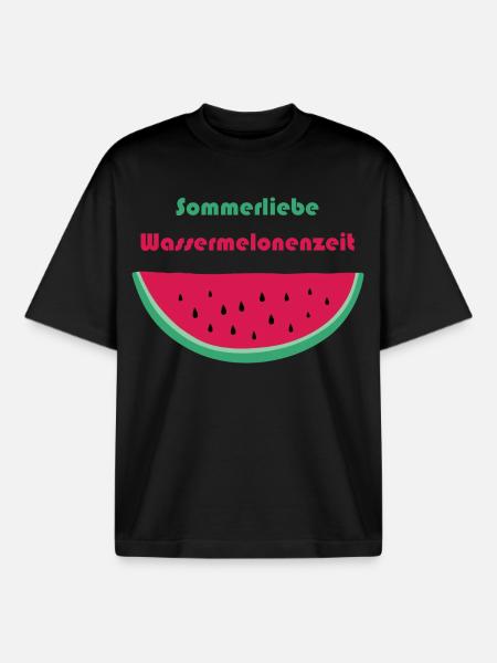 Summer Love Watermelon Time - Boxy Heavyweight Unisex Organic T-Shirt by Stanley/Stella - black