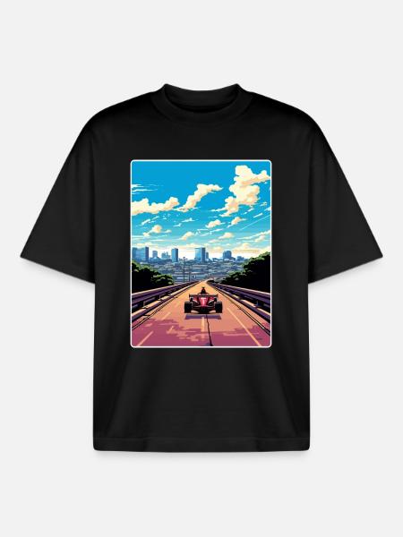 Austin Circuit Motorsport Race Texas Travel Poster - Boxy Heavyweight Unisex Organic T-Shirt by Stanley/Stella - black