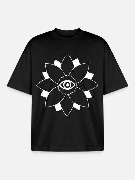 Fleur de lotus blanc - T-shirt unisexe boxy épais biologique Stanley/Stella - noir