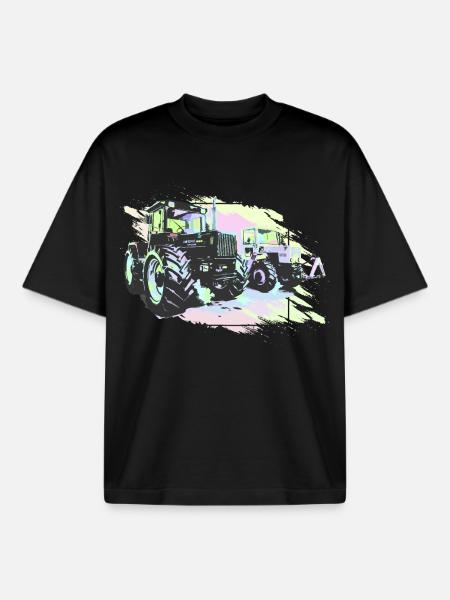 Old tractors - Boxy Heavyweight Unisex Organic T-Shirt by Stanley/Stella - black