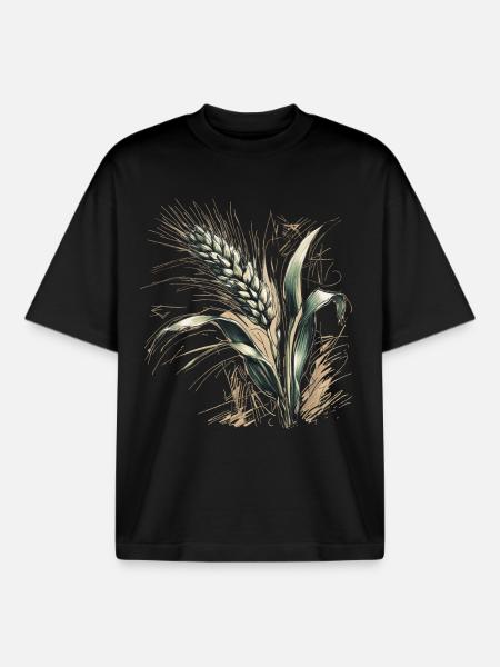 An ear of wheat - Boxy Heavyweight Unisex Organic T-Shirt by Stanley/Stella - black