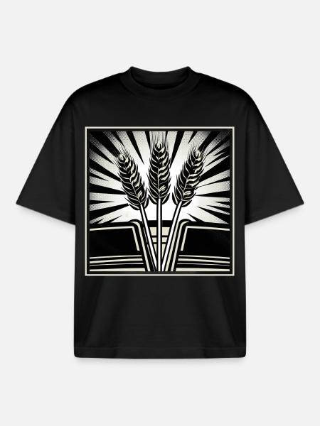 3 ears of grain wheat - Boxy Heavyweight Unisex Organic T-Shirt by Stanley/Stella - black
