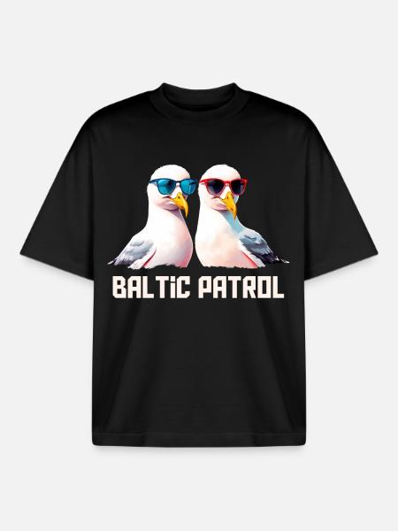 Baltic Patrol Seagulls - Boxy Heavyweight Unisex Organic T-Shirt by Stanley/Stella - black