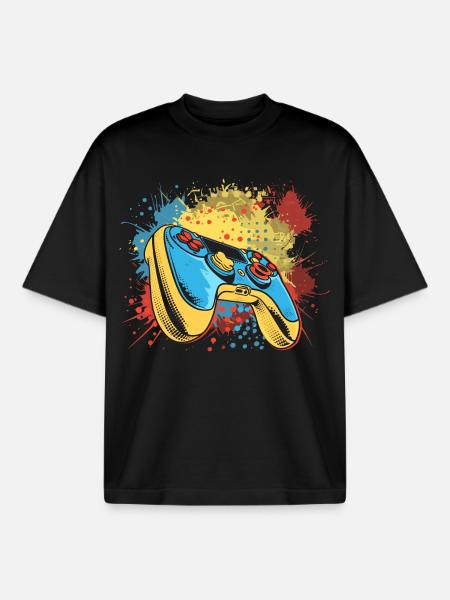 Gaming Graffiti - Boxy Heavyweight Unisex Organic T-Shirt by Stanley/Stella - black