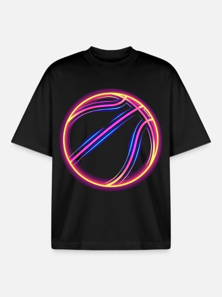 Basketball Retrowave - Boxy Heavyweight Unisex Organic T-Shirt by Stanley/Stella - black