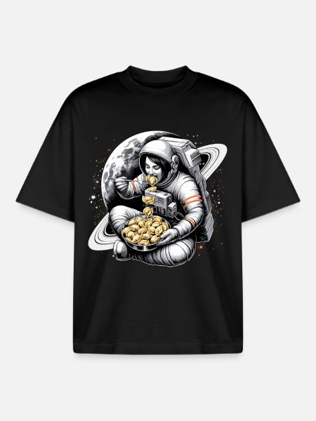 Astronaut Astronaut Pelmeni Delicious Gift - Boxy Heavyweight Unisex Organic T-Shirt by Stanley/Stella - black