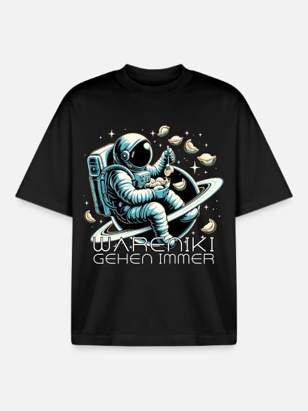 Wareniki Astronaut lecker Geschenk - Boxy Heavyweight Unisex Organic T-Shirt von Stanley/Stella - Schwarz