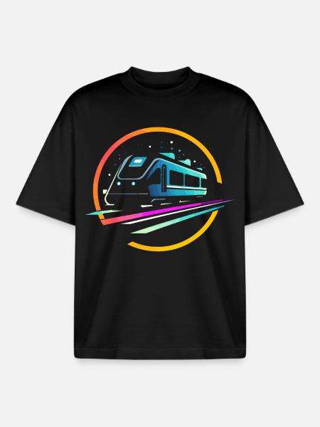 Train Comic - Boxy Heavyweight Unisex Organic T-Shirt by Stanley/Stella - black