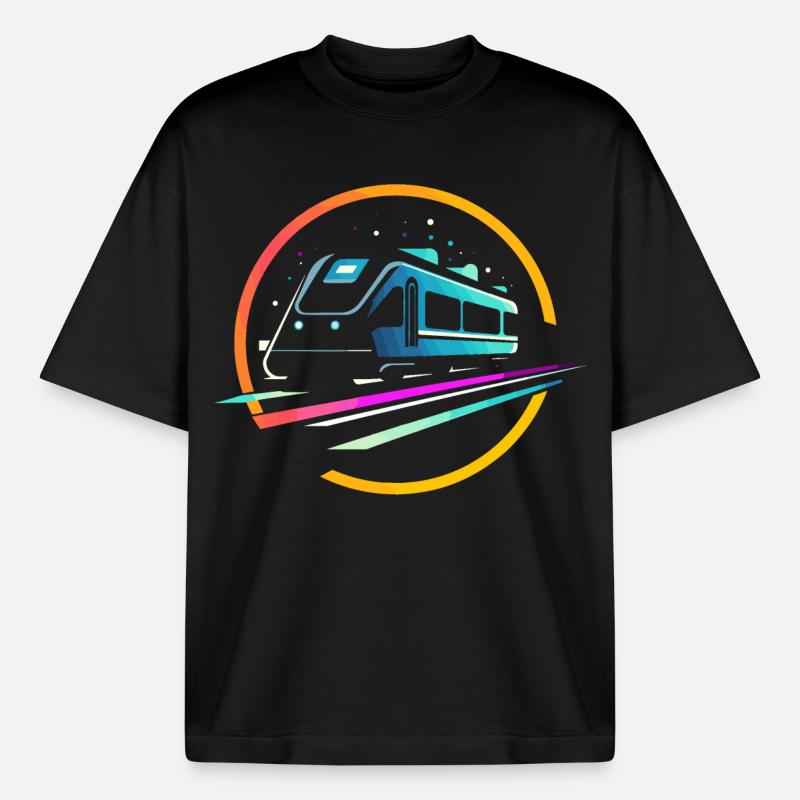 Train Comic - Heavyweight Boxy Unisex T-Shirt by Stanley/Stella - black