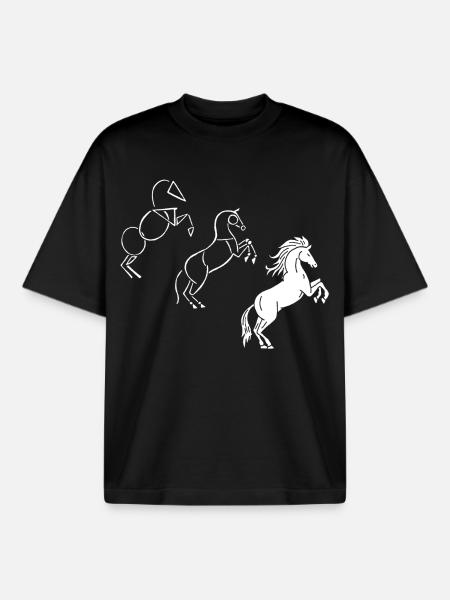 Dessine-moi un cheval blanc - T-shirt unisexe boxy épais biologique Stanley/Stella - noir