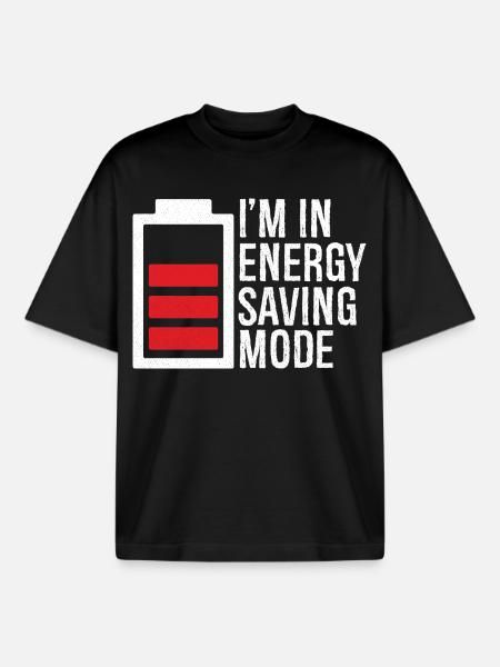 I'm in energy saving mode - Boxy Heavyweight Unisex Organic T-Shirt by Stanley/Stella - black