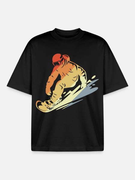 Snowboarder Retro Style - Boxy Heavyweight Unisex Organic T-Shirt by Stanley/Stella - black
