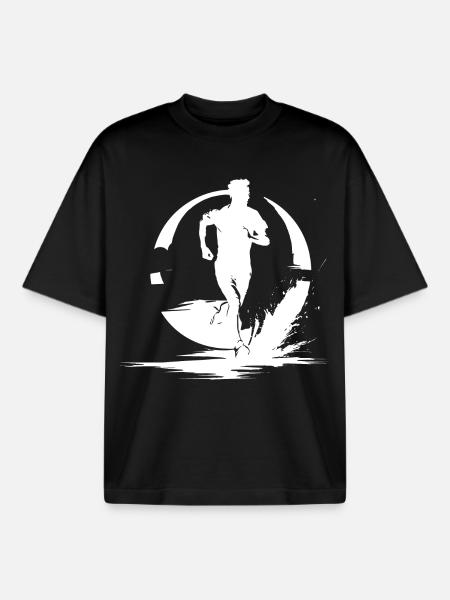 Dessin de garçon marathon - T-shirt unisexe boxy épais biologique Stanley/Stella - noir