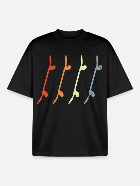 Skateboards Retro Look - Boxy Heavyweight Unisex Organic T-Shirt von Stanley/Stella - Schwarz