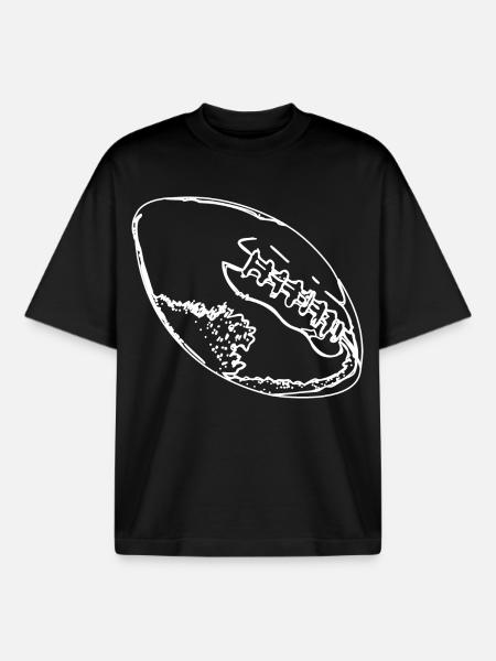 Football Ball Drawing - Boxy Heavyweight Unisex Organic T-Shirt by Stanley/Stella - black