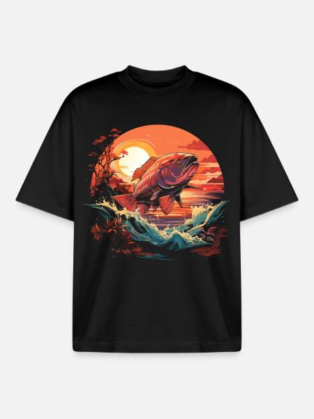 Angler Porträt - Boxy Heavyweight Unisex Organic T-Shirt von Stanley/Stella - Schwarz
