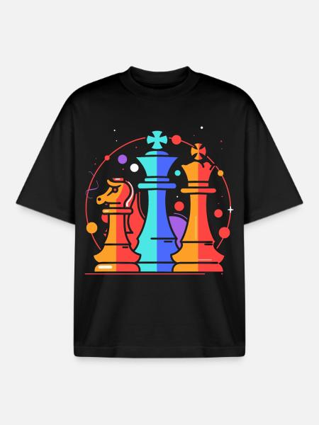 Schachfiguren Cartoon - Boxy Heavyweight Unisex Organic T-Shirt von Stanley/Stella - Schwarz