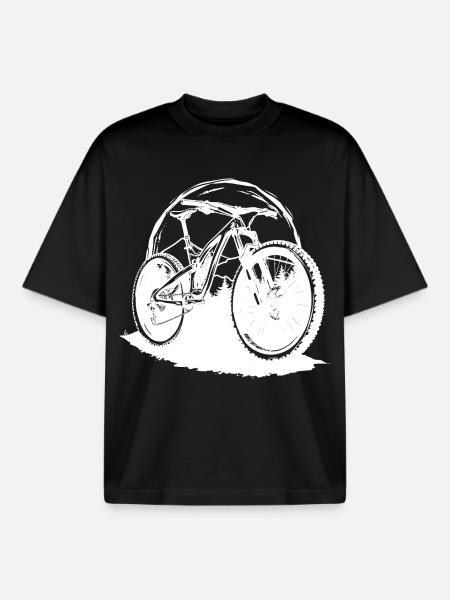 Mountain biking illustration - Boxy Heavyweight Unisex Organic T-Shirt by Stanley/Stella - black