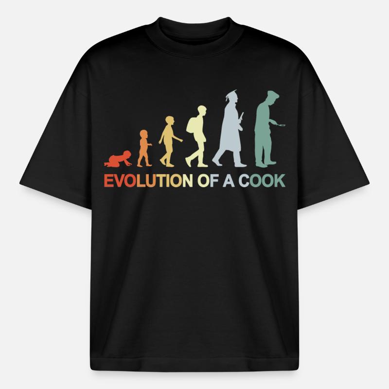 Evolution d’un cuisinier - T-shirt unisexe épais coupe boxy Stanley/Stella - noir