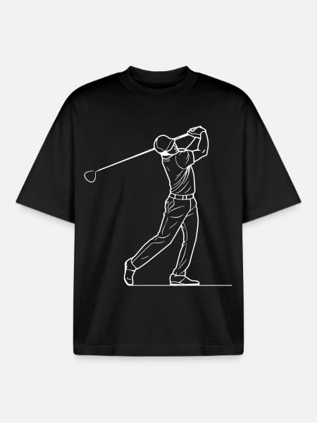 Golfer Sketch - Boxy Heavyweight Unisex Organic T-Shirt by Stanley/Stella - black