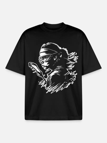 Lacrosse player - Boxy Heavyweight Unisex Organic T-Shirt by Stanley/Stella - black