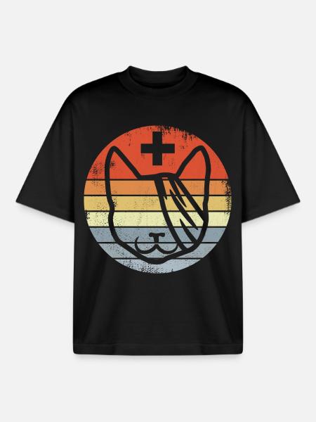 Veterinarian Cat - Boxy Heavyweight Unisex Organic T-Shirt by Stanley/Stella - black