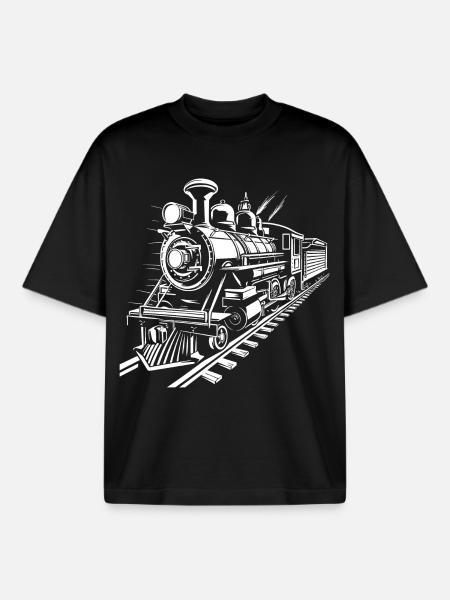 Railway Graphic - Boxy Heavyweight Unisex Organic T-Shirt by Stanley/Stella - black