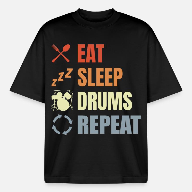 Drum Routine - Boxy Heavyweight Unisex Organic T-Shirt by Stanley/Stella - black