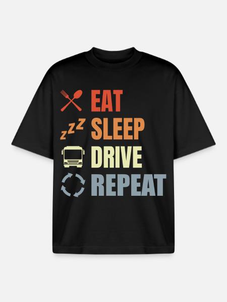 Eat Sleep Drive Repeat - Boxy Heavyweight Unisex Organic T-Shirt by Stanley/Stella - black
