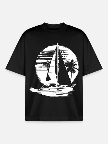 Dessin de voile - T-shirt unisexe boxy épais biologique Stanley/Stella - noir