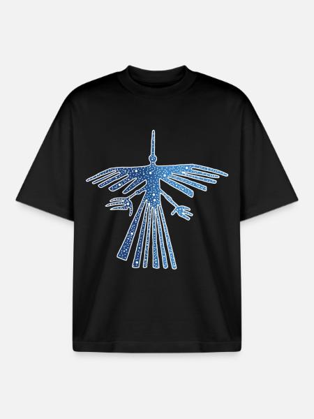 Nazca bird animal - Boxy Heavyweight Unisex Organic T-Shirt by Stanley/Stella - black