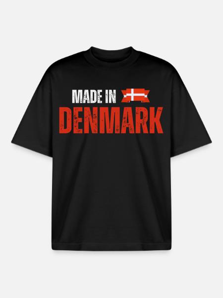 Made in Denmark, Danish pride - Boxy Heavyweight Unisex Organic T-Shirt by Stanley/Stella - black