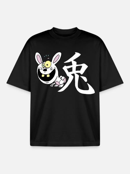 Crazy Rabbit manga - Boxy Heavyweight Unisex Organic T-Shirt by Stanley/Stella - black