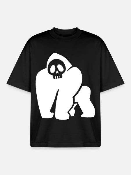 White Gorilla Skull - Boxy Heavyweight Unisex Organic T-Shirt by Stanley/Stella - black