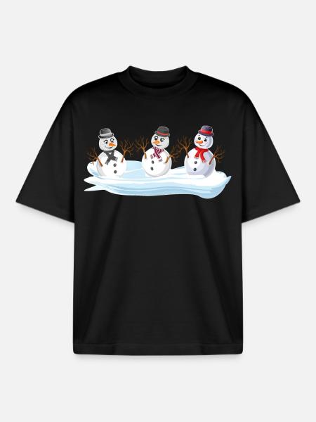 Snowmen - Snowman Christmas squad - Boxy Heavyweight Unisex Organic T-Shirt by Stanley/Stella - black
