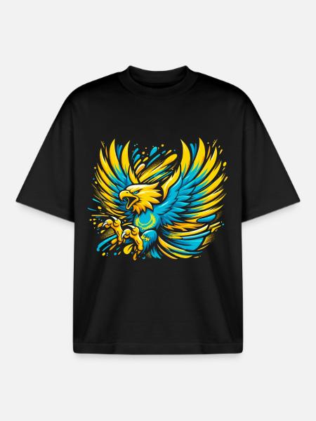 Kazakhstan Eagle Flag Flag Cool Gift - Boxy Heavyweight Unisex Organic T-Shirt by Stanley/Stella - black