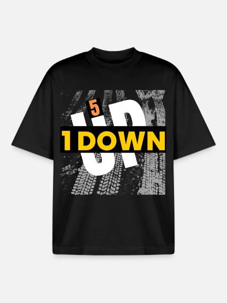 1 down 5 up  - Boxy Heavyweight Unisex Organic T-Shirt by Stanley/Stella - black