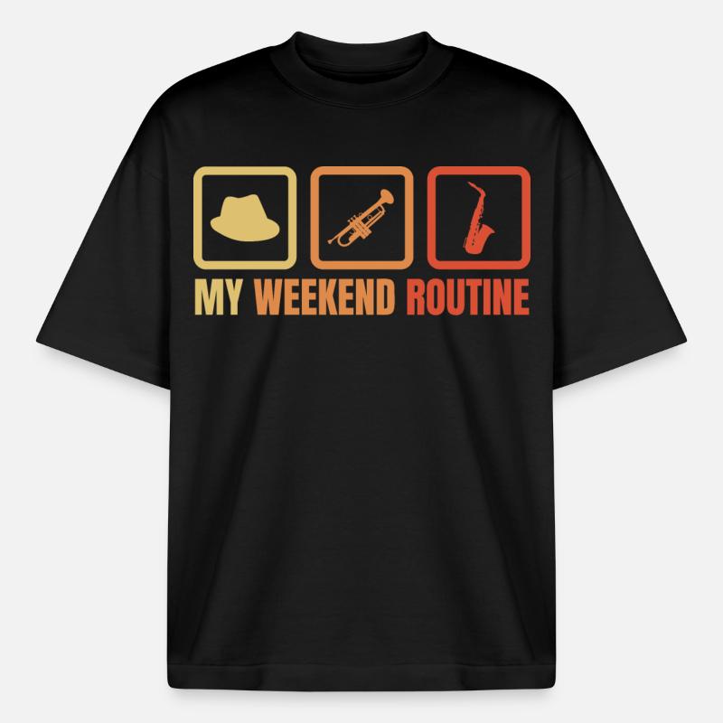 Trumpeter Weekend Routine - Heavyweight Boxy Unisex T-Shirt by Stanley/Stella - black