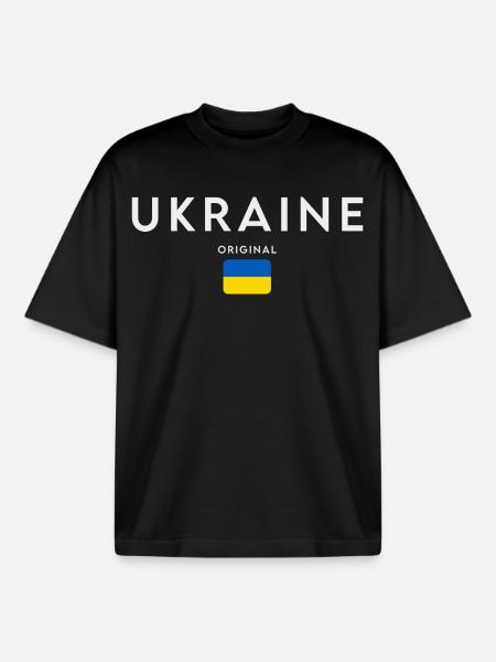 Ukrainian flag, Ukrainian pride - Boxy Heavyweight Unisex Organic T-Shirt by Stanley/Stella - black