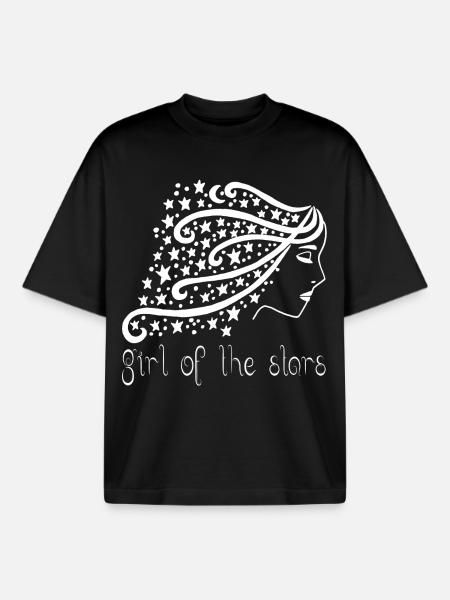 Fille des étoiles manga - T-shirt unisexe boxy épais biologique Stanley/Stella - noir