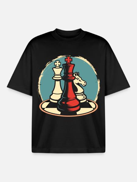 Chess Pieces Graphics - Boxy Heavyweight Unisex Organic T-Shirt by Stanley/Stella - black