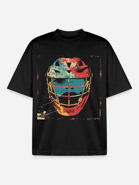 Oldschool Lacrosse Helm - Boxy Heavyweight Unisex Organic T-Shirt von Stanley/Stella - Schwarz