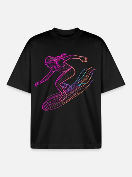Surfeuse Femme - T-shirt unisexe boxy épais biologique Stanley/Stella - noir